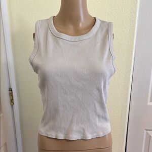 White Ribbed Sleeveless Crop Tank Top